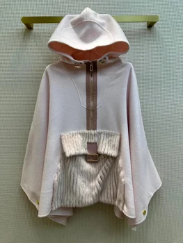 Кашемировое kaput-накидка s kapuljačom na munje, svakodnevni univerzalni odjeća, jesen 2024, novo 1122 godine