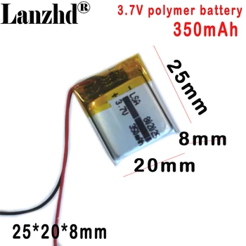 Полимерно-ionska baterija 3,7 U 802025 350 mah za led, smart audio, Bluetooth-skladište, kuka kartica, zvučnik