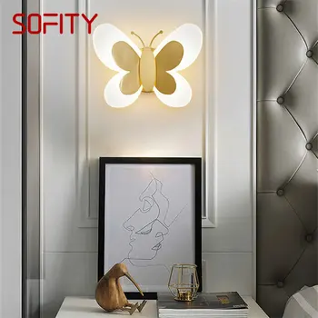 Прикроватное rasvjeta SOFITY Indoor Copper Gold Butterfly LED 3 boje, realan kreativni zidna lampa za uređenje doma dnevni boravak